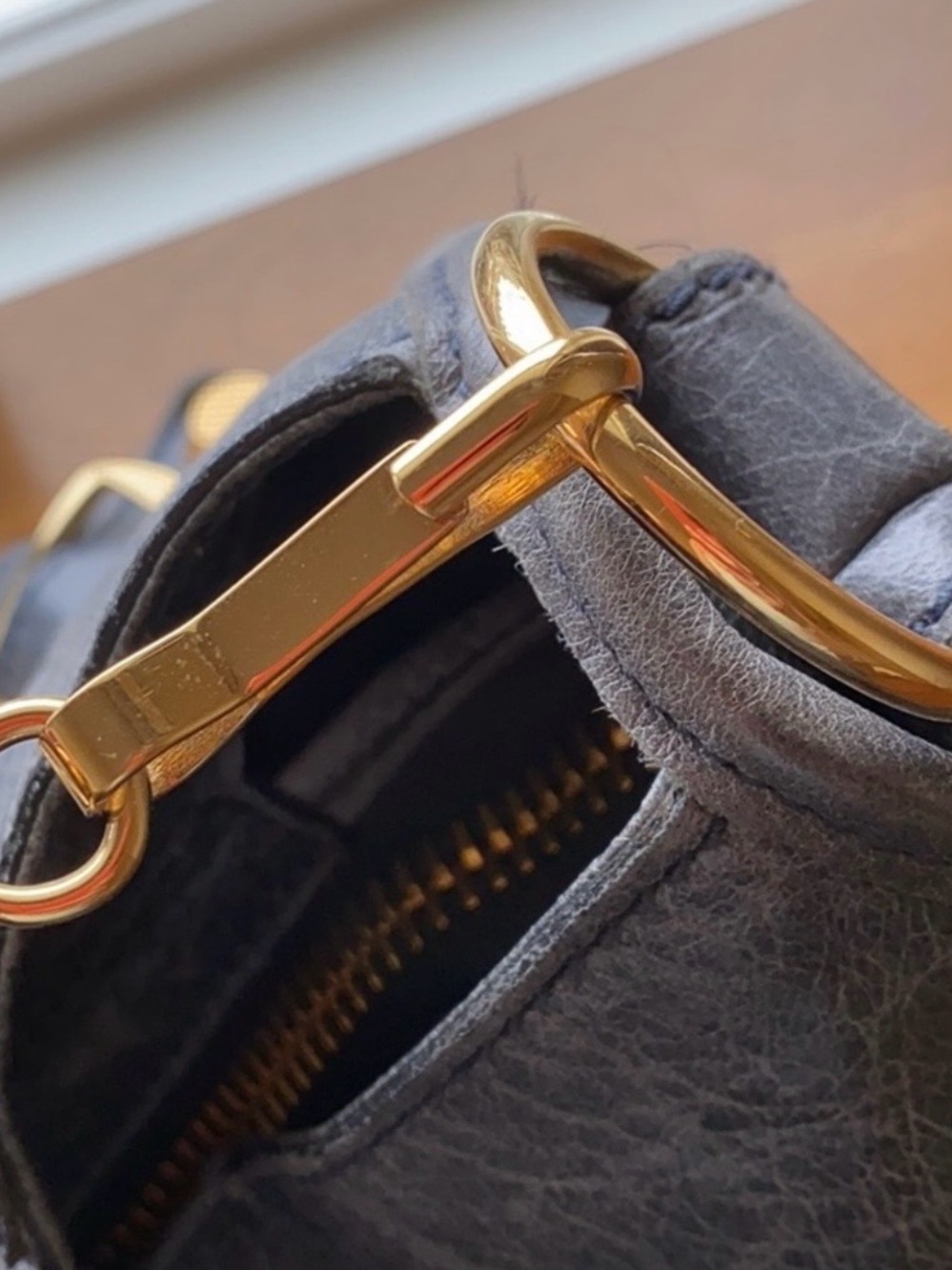Balenciaga Leather Shoulder Bag with Gold-Tone Studs - Picture 6 of 15